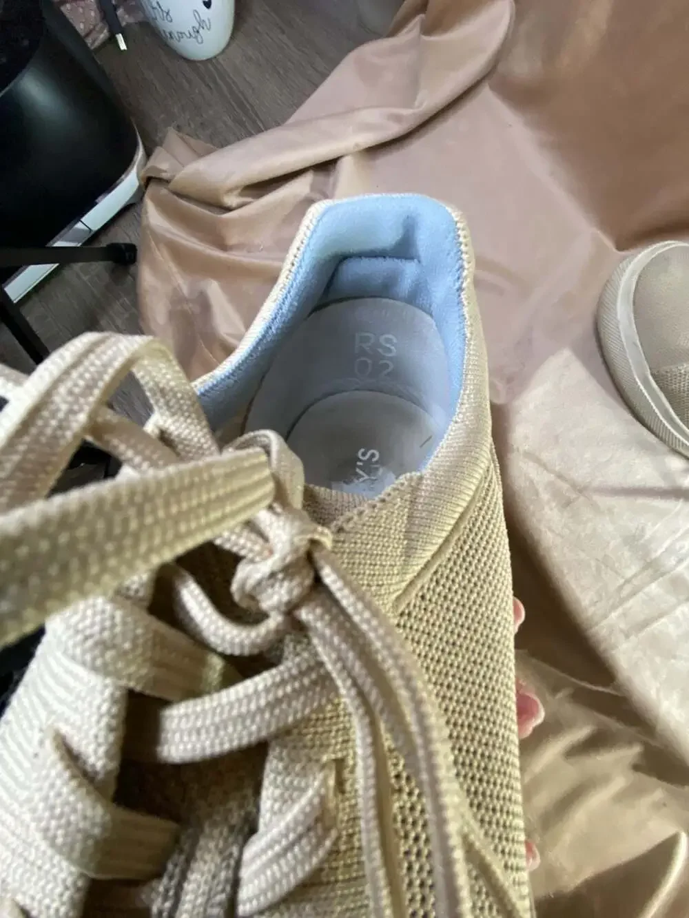 Rothy's RS02 Lace-Up Low Top Knit Sneakers in Beige